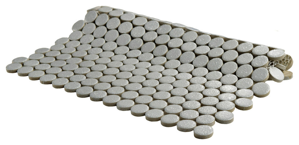 Hudson Penny Porcelain Mosaic Floor and Wall Tile, Crystalline Grey