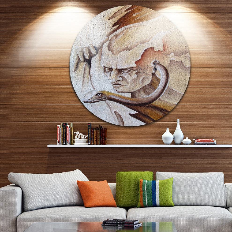 Voice Inside, Abstract Digital Art Round Wall Art, 36"