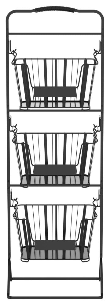 Oceanstar 3-Tier Metal Wire Storage Basket Stand with Removable Baskets "“ Black