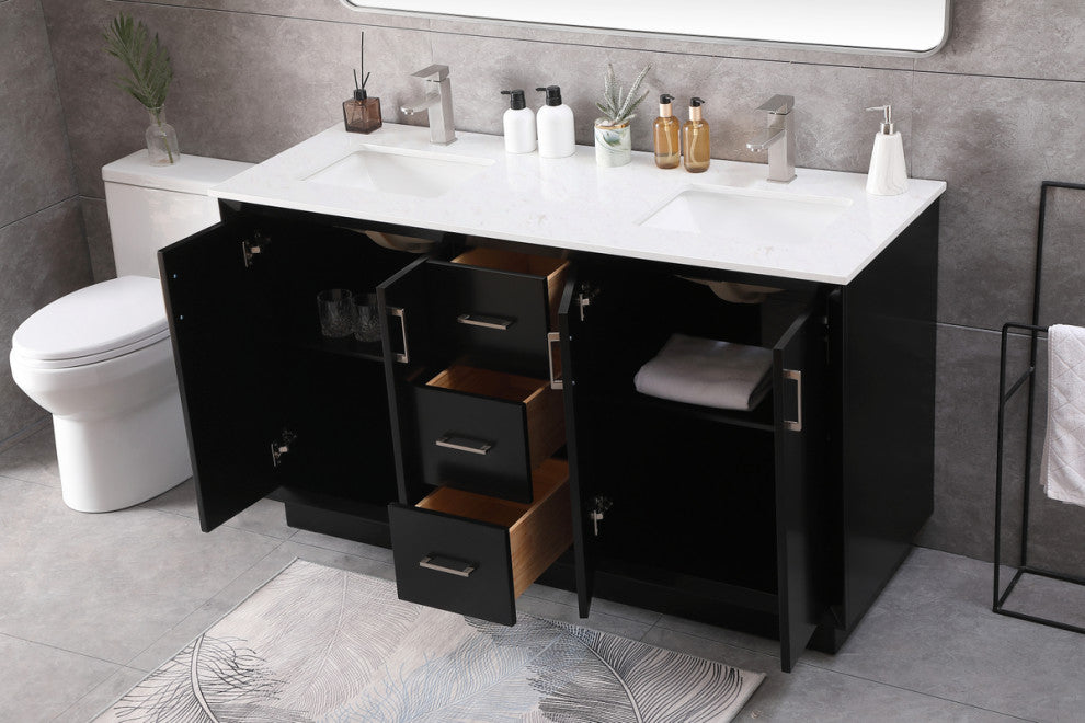 54" SIngle Bathroom Vanity, Black