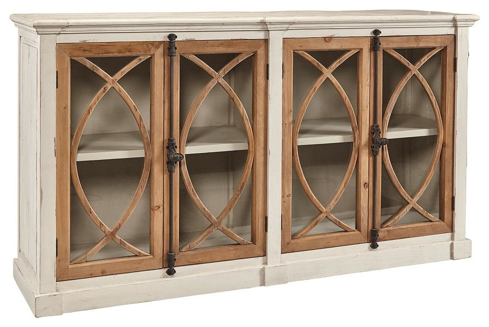Chamblis 80" Fretwork Hutch Sideboard Server with Cremone Bolts