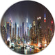 Lit Nyc Manhattan Skyline, Cityscape Photo Round Wall Art, 11"
