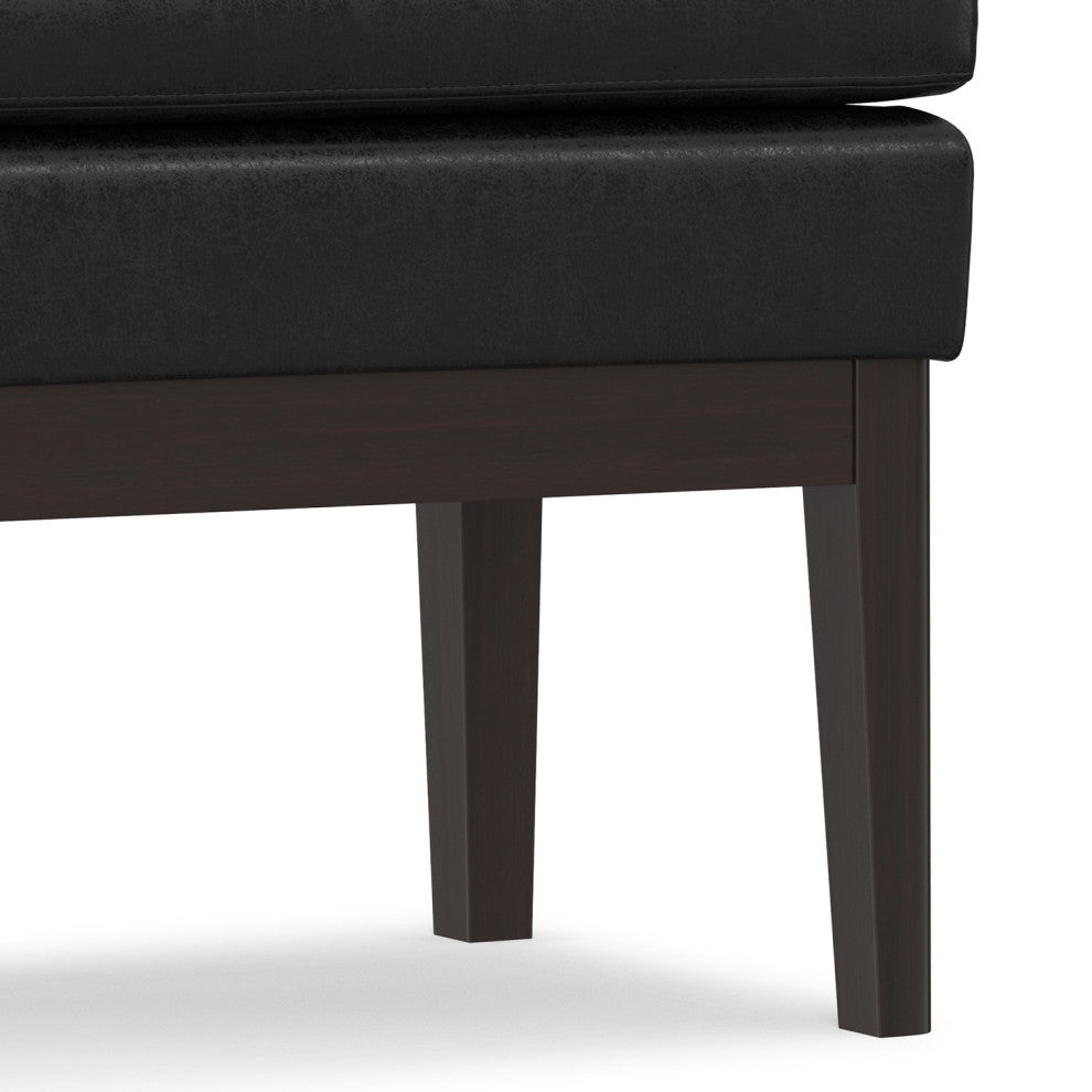 Carlson SOLID HARDWOOD Small Ottoman Bench, Distressed Black