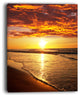 "Vibrant Yellow Sun and Calm Waves" Seashore Canvas Wall Art, 30"x40"