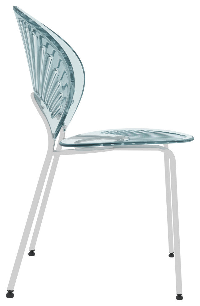 Opulent Plastic Dining Side Chair, Chrome Base Set of 4, Smoke