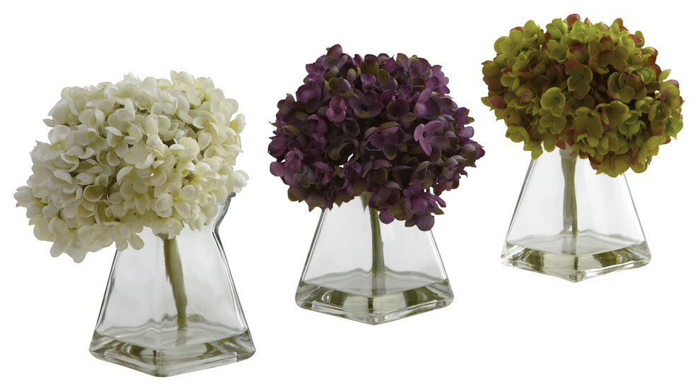 Hydrangea With Vase, Set of 3