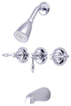 Kingston Brass Three-Handle Tub and Shower Faucet, Polished Chrome
