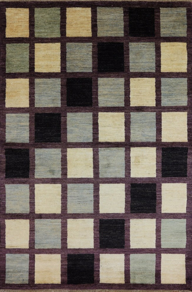 Checkered Design Oriental Gabbeh Area Rug 6'x8', W2120