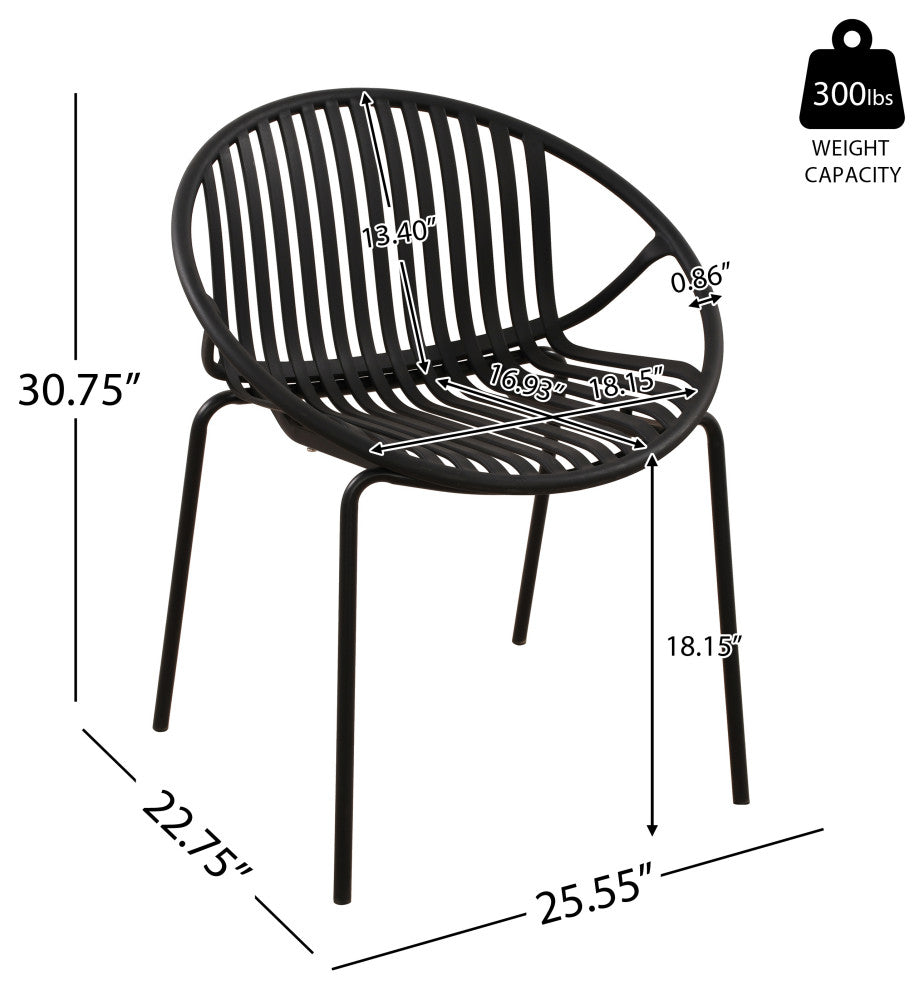 GDF Studio 7-Piece Outdoor Dining Set, Table & Stackable Chairs, Black/Teak