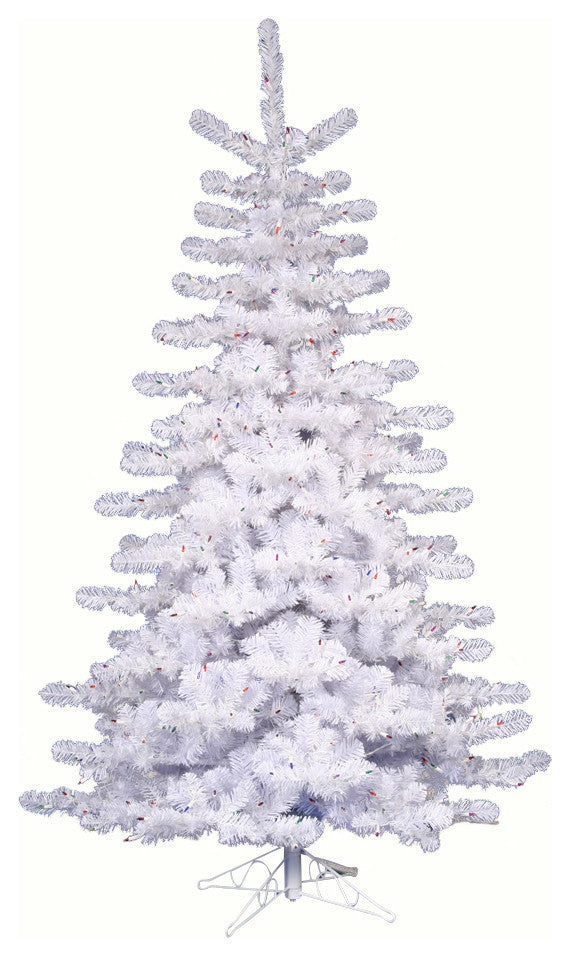 Pre-lit Crystal Artificial Christmas Tree, Multi Lights, White, 14'