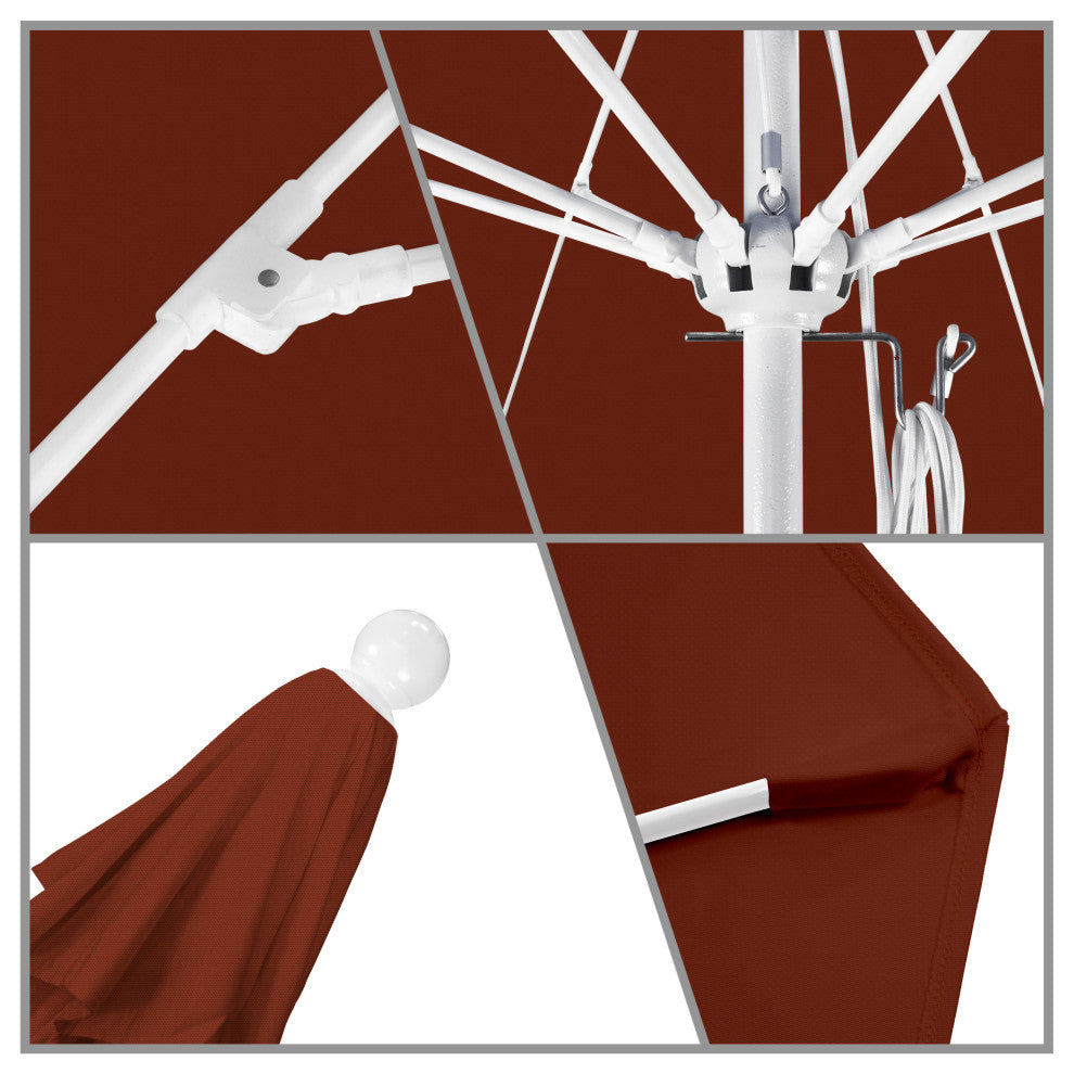 11' Fiberglass Umbrella With White Frame, Terracotta, 11'
