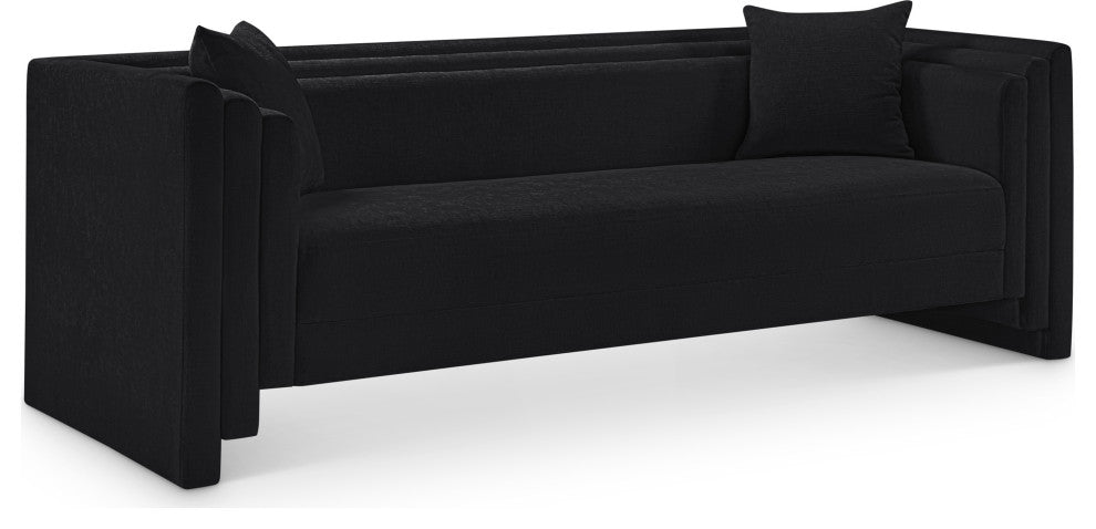 Everett Upholstered Sofa, Black, Chenille Fabric