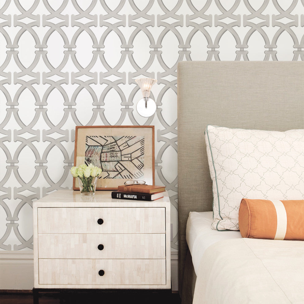 Links Peel and Stick Vinyl Wallpaper, Nickel, 24"w X 108"h