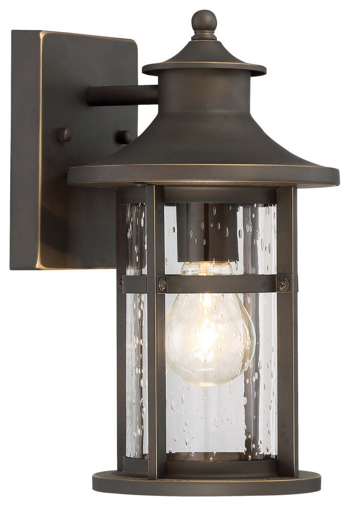 1-Light Outdoor Wall Lamp, Oil Rubbed Bronze With Gold Highlights