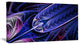 Blue on Black Fractal Stained Glass, Abstract Wall Art Canvas, 32x16