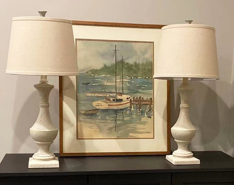 Marion Table Lamps, Set of 2, Weathered White