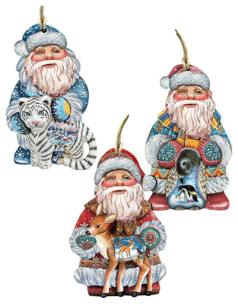 Wild Adventures Santa Ornaments, Set of 3
