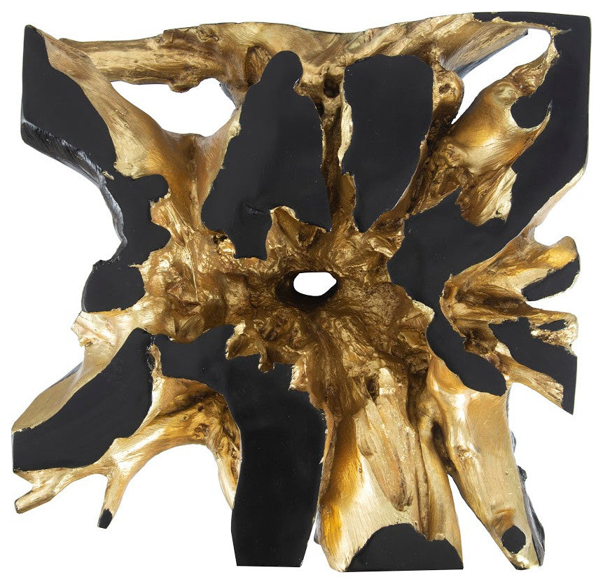 Freeform Coffee Table, Black, Gold Leaf