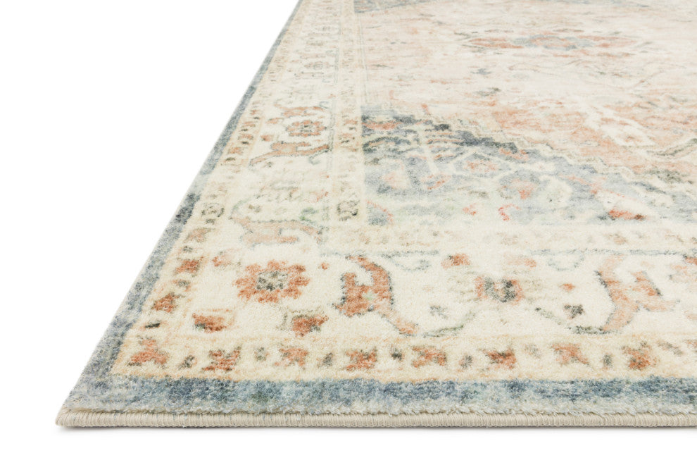 Loloi II Rosette Ivory Rust Blue Plush Area Rug, 2'-2" X 5'