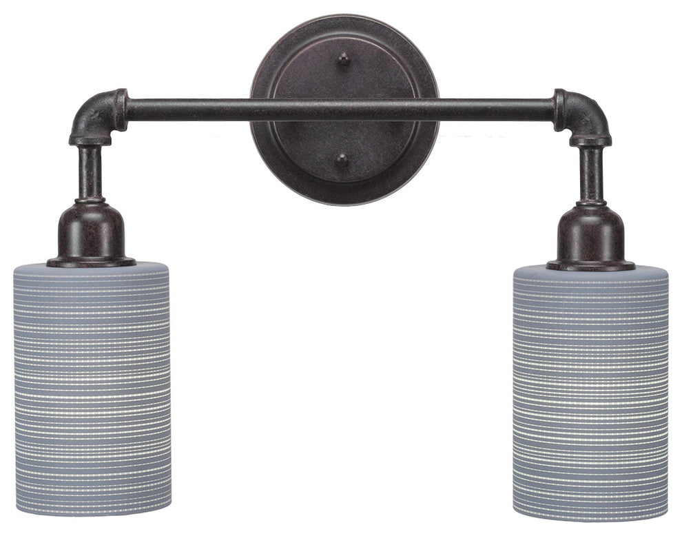 Vintage 2 Light Bath Bar, 4" Gray Matrix Glass