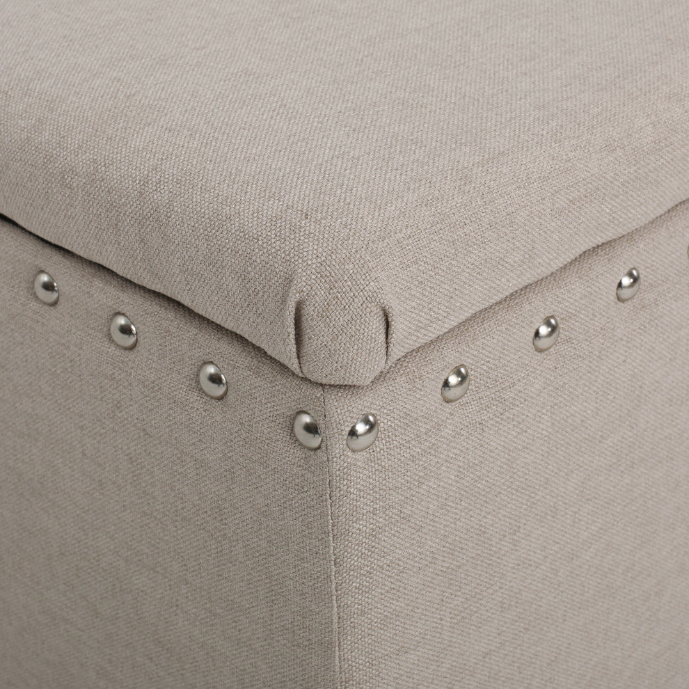 GDF Studio Evvy Fabric Storage Ottoman, Wheat