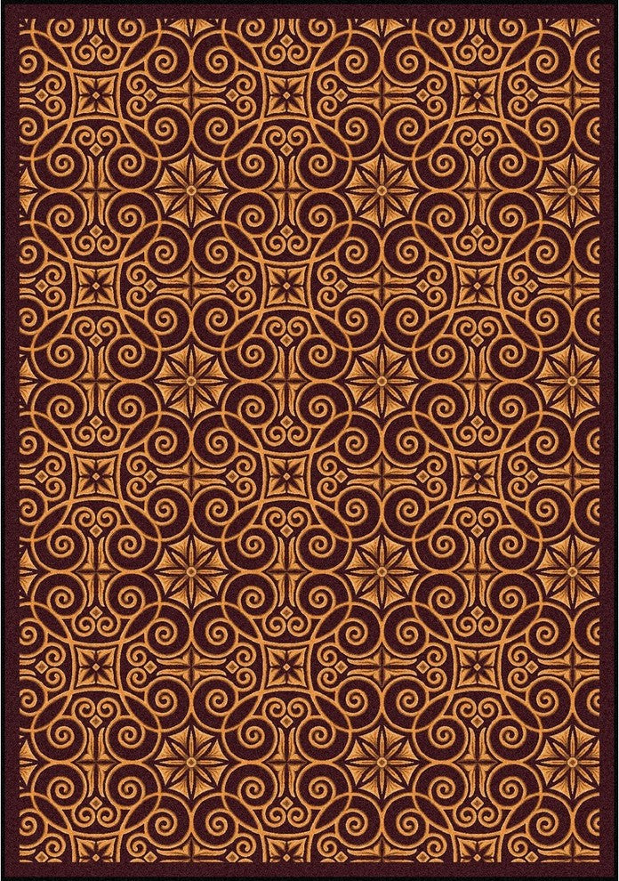 Any Day Matinee Rug, Antique-Style Scroll, Burgundy, 5'4"x7'8"
