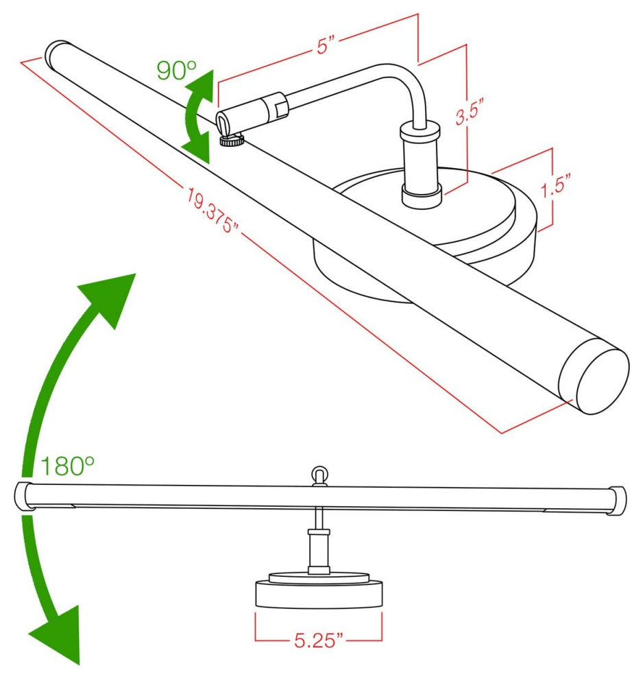 LED Piano Light, Black With Satin Nickel