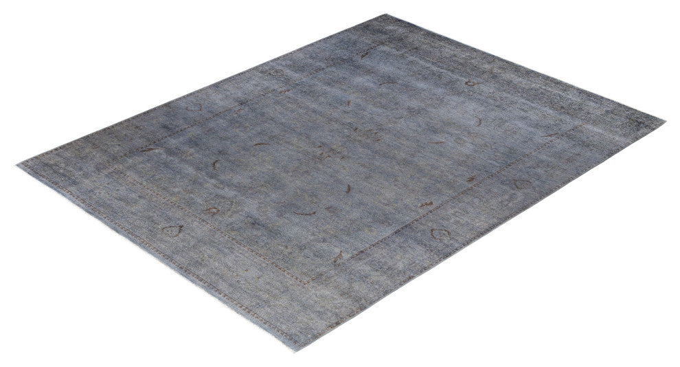 Overdyed One-of-a-Kind Hand-Knotted Area Rug Gray, 9' 4" x 12' 2"