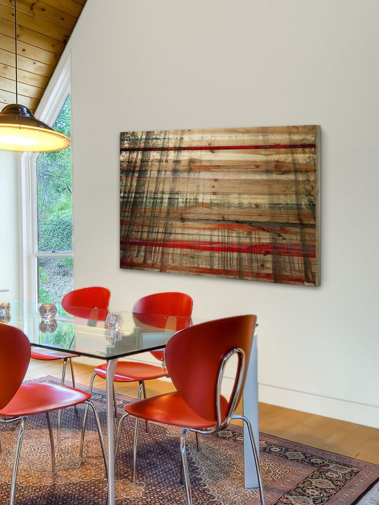 "Tall Tree Forest" Print on Natural Pine Wood, 36"x24"