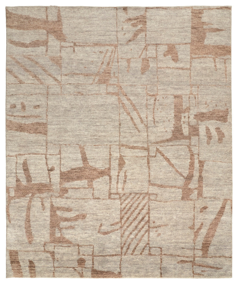 Sutton T6003 Transitional/Industrial/Casual Area Rug, Tan/Orange, 5'6"x8'6"