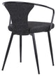 Charles Contemporary Dining Chair, Black Powder Coated and Black Fabric