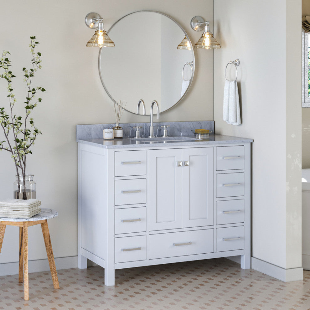 ARIEL Cambridge 43" Rectangle Sink Bath Vanity Carrara Marble