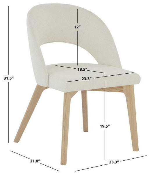 Safavieh Couture Rowland Linen Dining Chair Ivory / Natural