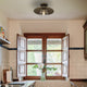 Golden Lighting Clemence Flush Mount, Dark Rust With Clear Glass Shade
