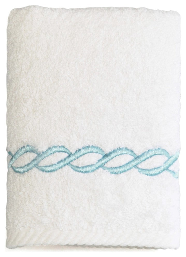 Soft Twist Cadena Wascloth, White & Sky Blue, 13"x13"
