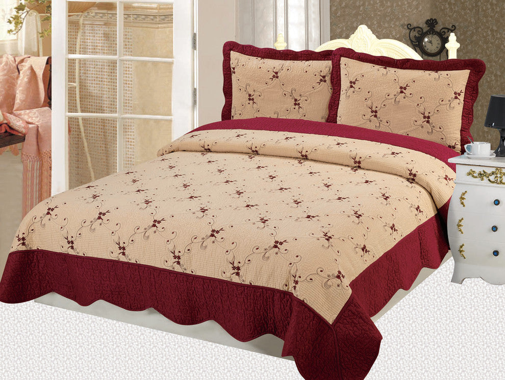 Natural Cotton 3 Pcs Quilt Set, Kingston, King