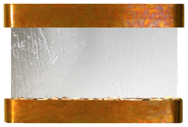 Sunrise Springs water fountain, Silver Mirror, Rustic Copper, Round