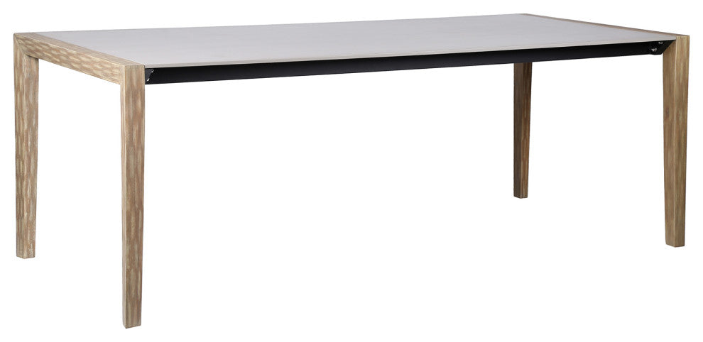 Fineline and Doris Outdoor 7-Piece Stone, Light Eucalyptus Dining Set, Charcoal