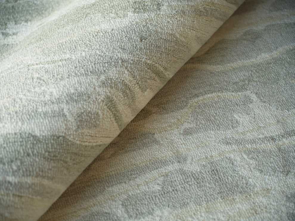 Cortero Handmade Hand Tufted New Zealand Wool Green/Ivory Area Rug, 8'x10'