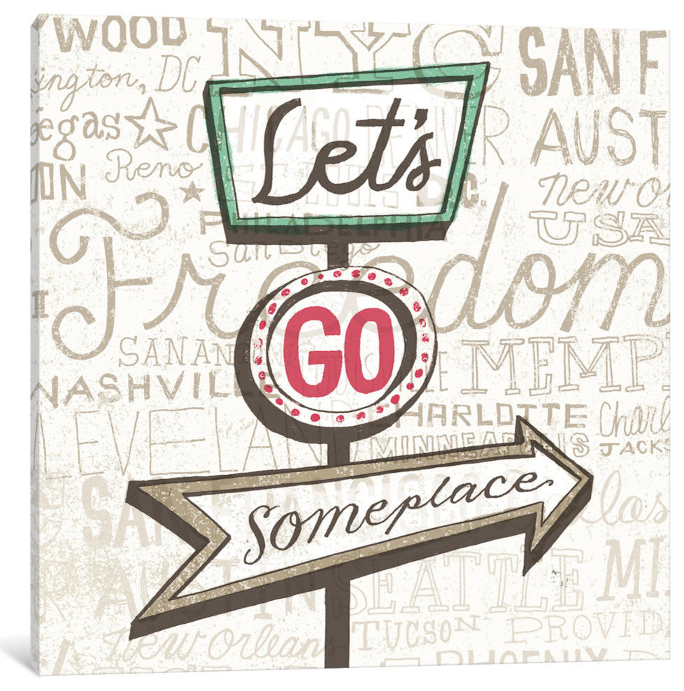 "Road Trip Route Lets Go Someplace" by Oliver Towne, 37x37x1.5