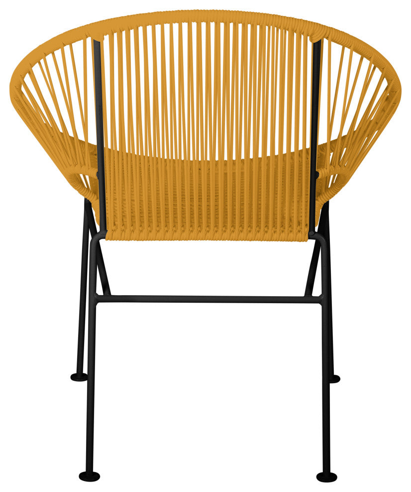 Concha Indoor/Outdoor Handmade Dining Chair, Caramel Weave, Black Frame