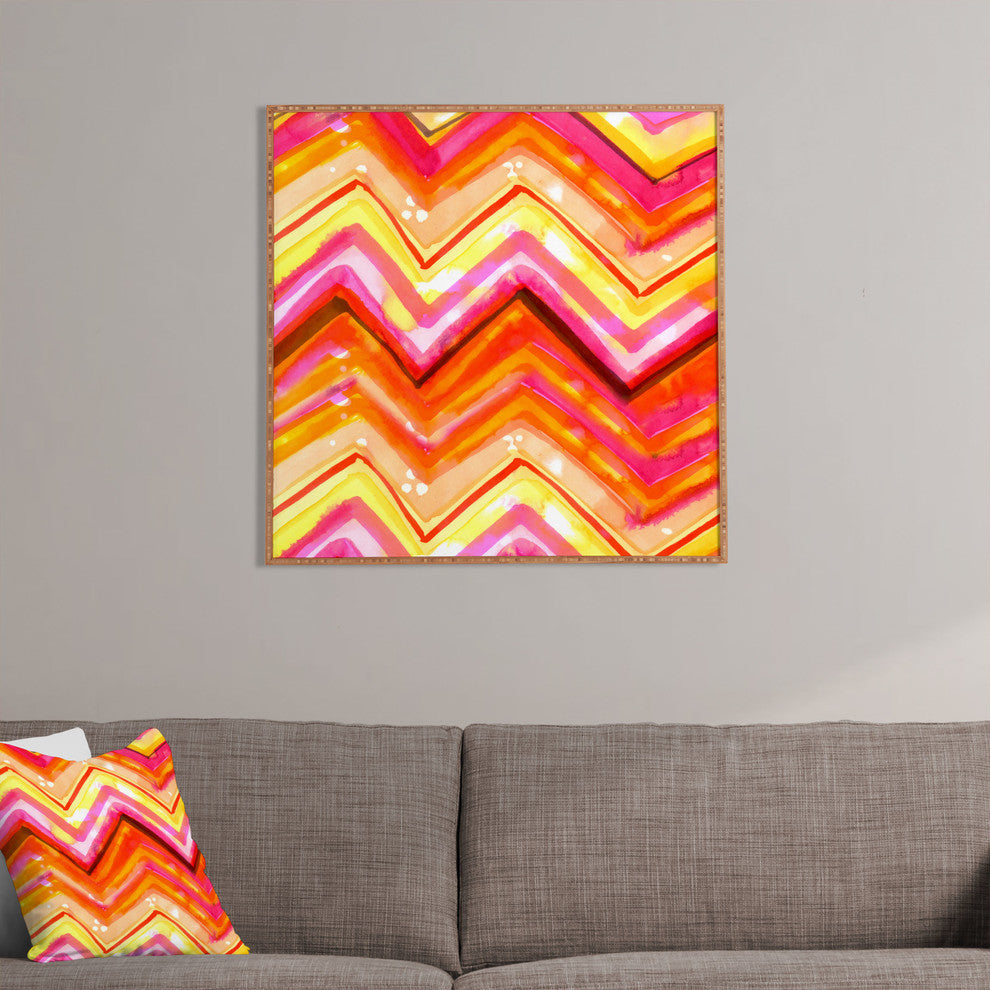 Deny Designs Cayenablanca Watercolour Chevron Framed Wall Art