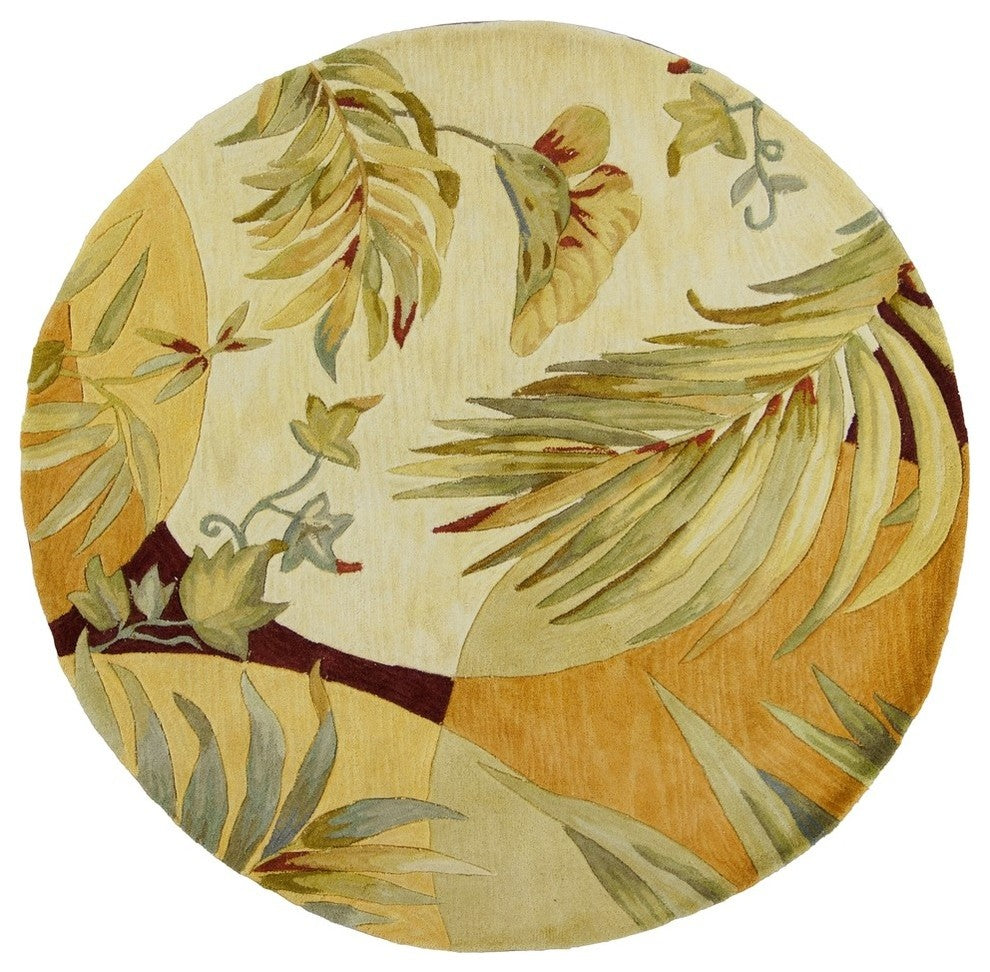 Sparta 3133 Ivory Tropical Oasis Rug, 7'6" Round
