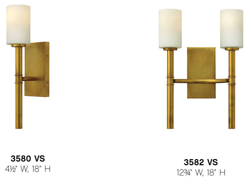 Hinkley Margeaux Medium Two Light Sconce, Vintage Brass