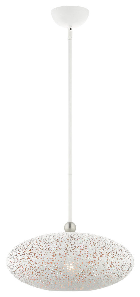 Livex Lighting Charlton 1 Light White With Brushed Nickel Accents Medium Pendant