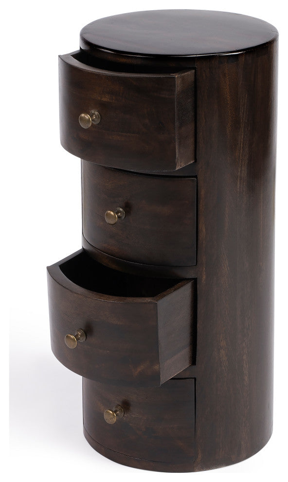 Butler Liam Wood End Table With Storage, Dark Brown