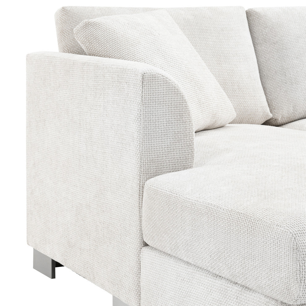 Alice L-Shaped Cloud Chenille Sectional Chaise Sofa With 2 Pillows, Minsk Gray