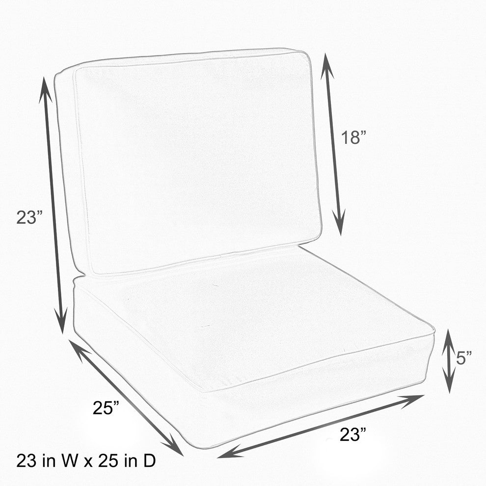 23"x25"x5" Deep Seating Sofa Pillow and Cushion Set, Corded