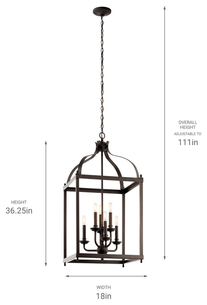 Foyer Chandelier 6-Light, Brushed Nickel