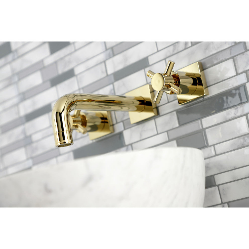 Kingston Brass KS6122DX Two-Handle Wall Mount Bathroom Faucet, Polished Brass